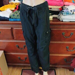 Black Cotton Pants w/Spandex Waistband with Tie and Side Pockets